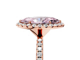 Rose gold Fancy Pink Marquise  Cut Diamond Floral Halo Engagement Ring with Pavé Band and Prong Setting_42