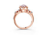 Rose gold Fancy Pink Marquise  Cut Diamond Floral Halo Engagement Ring with Shared Prong Setting 3
