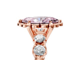 Rose gold Fancy Pink Marquise  Cut Diamond Floral Halo Engagement Ring with Shared Prong Setting 5