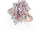 Rose gold Fancy Pink Marquise  Cut Diamond Floral Halo Pave Band with Prong Setting_38