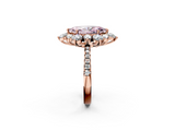 Rose gold Fancy Pink Marquise  Cut Diamond Floral Halo Pave Band with Prong Setting_39