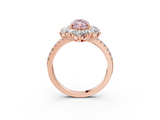Rose gold Fancy Pink Marquise  Cut Diamond Floral Halo Pave Band with Prong Setting_40