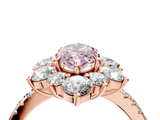 Rose gold Fancy Pink Marquise  Cut Diamond Floral Halo Pave Band with Prong Setting_41