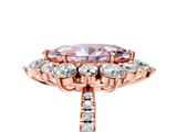 Rose gold Fancy Pink Marquise  Cut Diamond Floral Halo Pave Band with Prong Setting_42