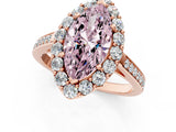 Rose gold Fancy Pink Marquise Cut Diamond Floral Halo Ring with Pavé Band and Prong Setting_4