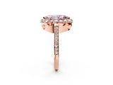 Rose gold Fancy Pink Marquise Cut Diamond Floral Halo Ring with Pavé Band and Prong Setting_5