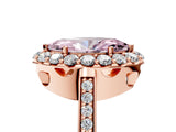 Rose gold Fancy Pink Marquise Cut Diamond Floral Halo Ring with Pavé Band and Prong Setting_8