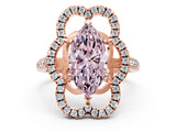 Rose gold Fancy Pink Marquise Cut Diamond Floral Halo Split Shank Prong Setting Ring