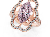 Rose gold Fancy Pink Marquise Cut Diamond Floral Halo Split Shank Prong Setting Ring_1