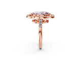 Rose gold Fancy Pink Marquise Cut Diamond Floral Halo Split Shank Prong Setting Ring_2
