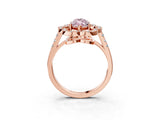 Rose gold Fancy Pink Marquise Cut Diamond Floral Halo Split Shank Prong Setting Ring_3