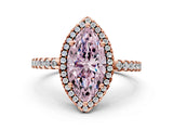 Rose gold Fancy Pink Marquise Cut Diamond Halo Engagement Ring with Pavé Band and Prong Setting_27