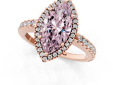 Rose gold Fancy Pink Marquise Cut Diamond Halo Engagement Ring with Pavé Band and Prong Setting_28