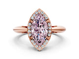 Rose gold Fancy Pink Marquise  Cut Diamond Halo Engagement Ring with Split Shank and Four-Prong Setting_90