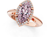 Rose gold Fancy Pink Marquise  Cut Diamond Halo Engagement Ring with Split Shank and Four-Prong Setting_91