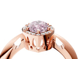 Rose gold Fancy Pink Marquise  Cut Diamond Halo Engagement Ring with Split Shank and Four-Prong Setting_94