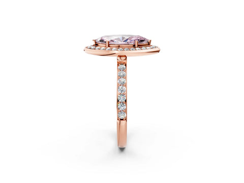 Rose gold Fancy Pink Marquise Cut Diamond Halo Ring with Bezel Frame and Pavé Band_2