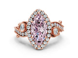 Rose gold Fancy Pink Marquise Cut Diamond Halo Ring with Milgrain Pavé Band and Four-Prong Setting_52