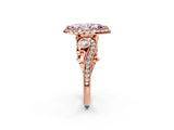 Rose gold Fancy Pink Marquise Cut Diamond Halo Ring with Milgrain Pavé Band and Four-Prong Setting_54
