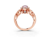Rose gold Fancy Pink Marquise Cut Diamond Halo Ring with Milgrain Pavé Band and Four-Prong Setting_55