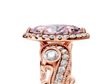Rose gold Fancy Pink Marquise Cut Diamond Halo Ring with Milgrain Pavé Band and Four-Prong Setting_57