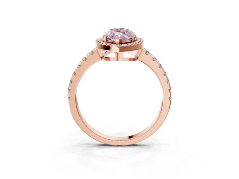 Rose gold Fancy Pink Marquise Cut Diamond Halo Ring with Pavé Band and Four-Prong Setting_3