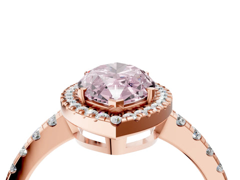 Rose gold Fancy Pink Marquise Cut Diamond Halo Ring with Pavé Band and Four-Prong Setting_4