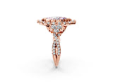 Rose gold Fancy Pink Marquise Cut Diamond Halo Ring with Pavé Band and Four-Prong Setting_64