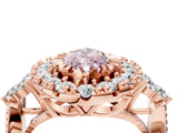 Rose gold Fancy Pink Marquise Cut Diamond Halo Ring with Pavé Band and Four-Prong Setting_66