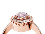 Rose gold Fancy Pink Marquise Cut Diamond Halo Ring with Pavé Band and Prong Setting_4