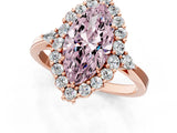 Rose gold Fancy Pink Marquise Cut Diamond Halo Ring with Pear Side Stones and Prong Setting_80