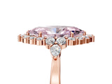 Rose gold Fancy Pink Marquise Cut Diamond Halo Ring with Pear Side Stones and Prong Setting_84