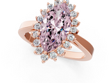 Rose gold Fancy Pink Marquise  Cut Diamond Halo Ring with Round Brilliant Halo and Solitaire Band_88