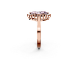 Rose gold Fancy Pink Marquise  Cut Diamond Halo Ring with Round Brilliant Halo and Solitaire Band_89