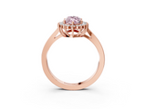 Rose gold Fancy Pink Marquise  Cut Diamond Halo Ring with Round Brilliant Halo and Solitaire Band_90