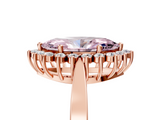 Rose gold Fancy Pink Marquise  Cut Diamond Halo Ring with Round Brilliant Halo and Solitaire Band_92