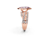 Rose gold Fancy Pink Marquise Cut Diamond Halo Ring with Round Split Shank and Prong Setting_38