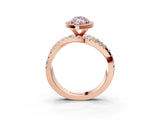 Rose gold Fancy Pink Marquise Cut Diamond Halo Ring with Round Split Shank and Prong Setting_39
