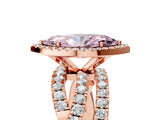 Rose gold Fancy Pink Marquise Cut Diamond Halo Ring with Round Split Shank and Prong Setting_41