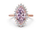 Rose gold Fancy Pink Marquise  Cut Diamond Halo Ring with Solitaire Band and Prong Setting_53