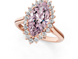 Rose gold Fancy Pink Marquise  Cut Diamond Halo Ring with Solitaire Band and Prong Setting_54