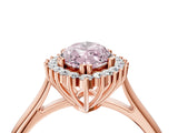 Rose gold Fancy Pink Marquise  Cut Diamond Halo Ring with Solitaire Band and Prong Setting_57