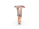 Rose gold Fancy Pink Marquise Cut Diamond Halo Ring with Split Shank Pavé Band and Four-Prong Setting_2