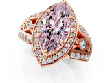Rose gold Fancy Pink Marquise Cut Diamond Halo Ring with Split Shank and Bezel Accents and Four-Prong Setting_1
