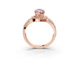 Rose gold Fancy Pink Marquise Cut Diamond Halo Ring with Split Shank and Bezel Accents and Four-Prong Setting_3