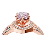 Rose gold Fancy Pink Marquise Cut Diamond Halo Ring with Split Shank and Bezel Accents and Four-Prong Setting_4