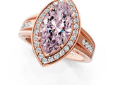 Rose gold Fancy Pink Marquise Cut Diamond Halo Ring with Split Shank and Bezel Accents and Prong Setting_1