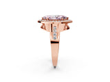 Rose gold Fancy Pink Marquise Cut Diamond Halo Ring with Split Shank and Bezel Accents and Prong Setting_2