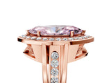 Rose gold Fancy Pink Marquise Cut Diamond Halo Ring with Split Shank and Bezel Accents and Prong Setting_5