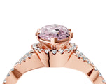 Rose gold Fancy Pink Marquise Cut Diamond  Halo Twist Band Solitaire Prong Setting Ring_16
